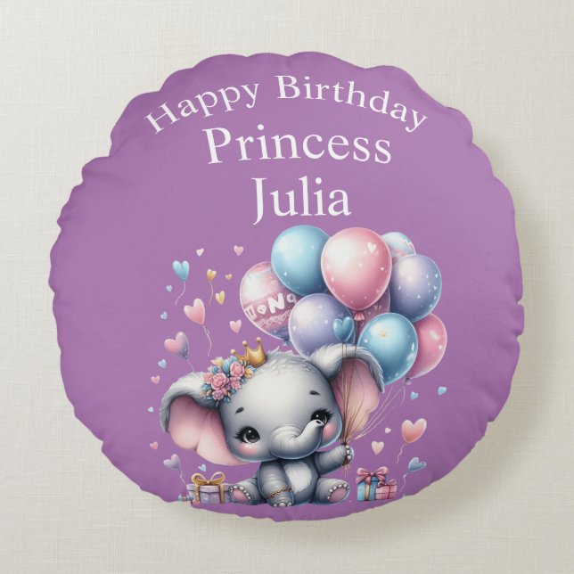 Almofada Redonda Feliz Travesseiro redondo de aniversário (Frente)