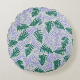 Almofada Redonda Fern roxo verde deixa padrão de flores retrô 70s