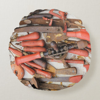 Almofada Redonda Ferramenta Antiguamente Rustic Red Man