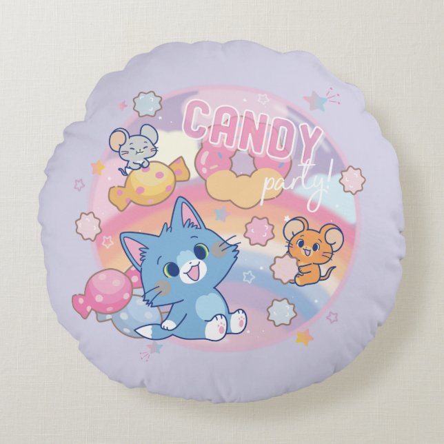 Almofada Redonda Festa de Anime Tom e Jerry Candy (Frente)