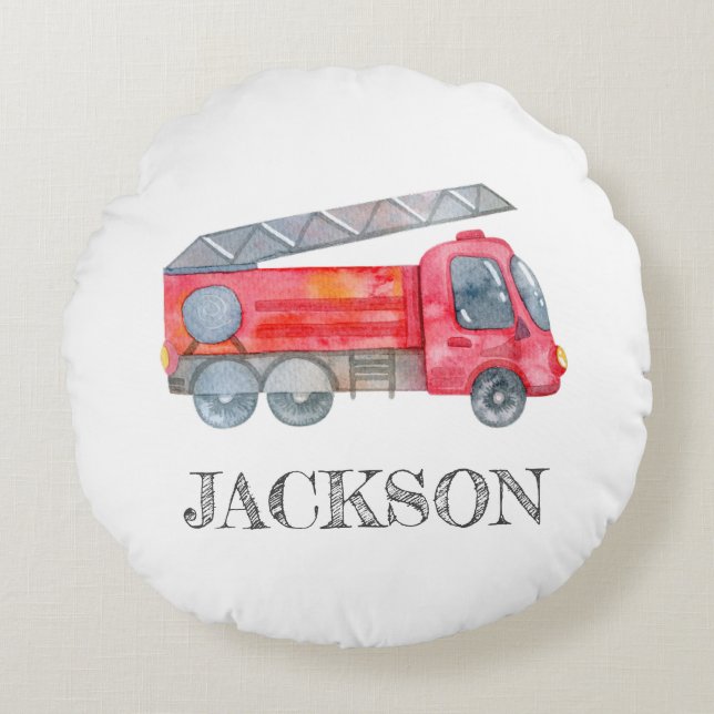 Almofada Redonda Festa de aniversário personalizada moderna do Fire (Frente)