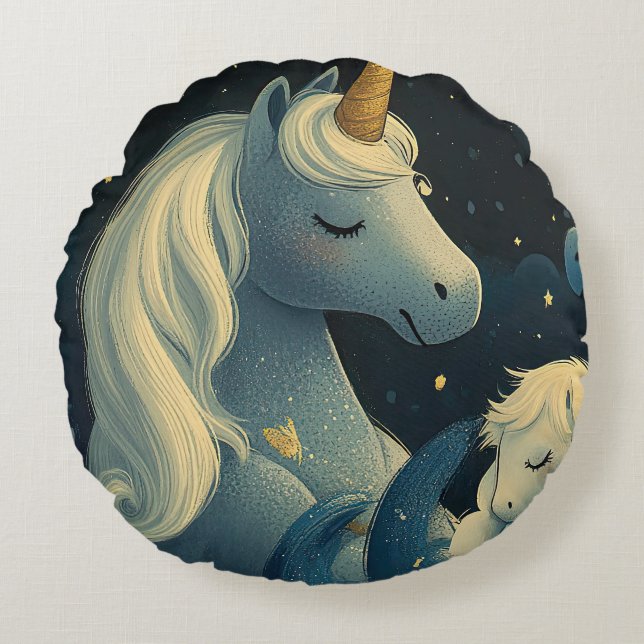 Almofada Redonda Festa do Unicórnio Sumber à meia-noite (Frente)