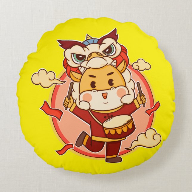 Almofada Redonda Festive Drummer (Frente)