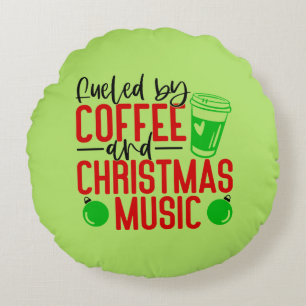 Almofada Redonda Feulado por Café e Música de Natal