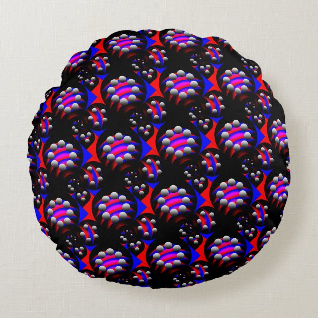 Almofada Redonda Fibonacci 'Fish Black', de Kenneth Yoncich (Frente)