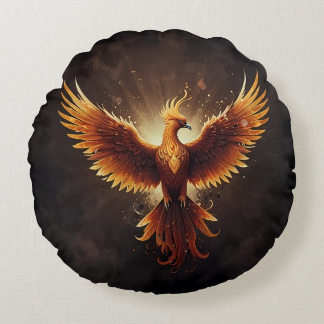Almofada Redonda Fiery Phoenix (Frente)