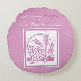 Almofada Redonda Filha Primeira Comunhão, Rosa