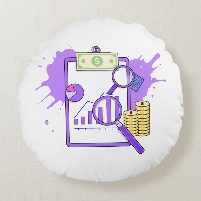 Almofada Redonda Financial Analysis Report Money Magnifying Glass (Frente)