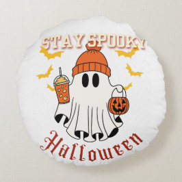 Almofada Redonda Fique Assustador Fantasma Halloween