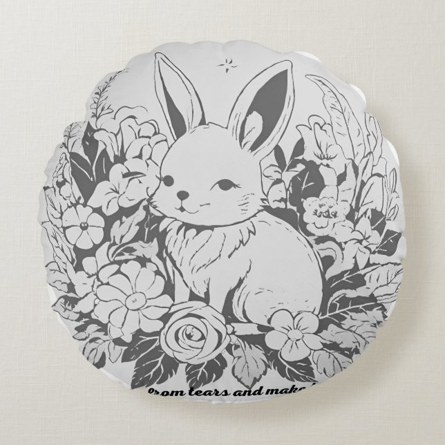 Almofada Redonda Fique longe das lágrimas e faça felicidadeTravesse (Frente)