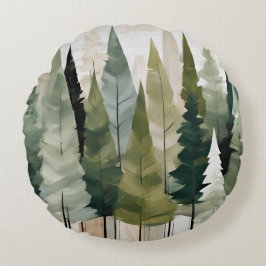 Almofada Redonda Fir Trees Verde Neutro