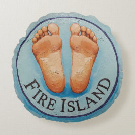 Almofada Redonda Fire Island descalço e livre! Presente engraçado p