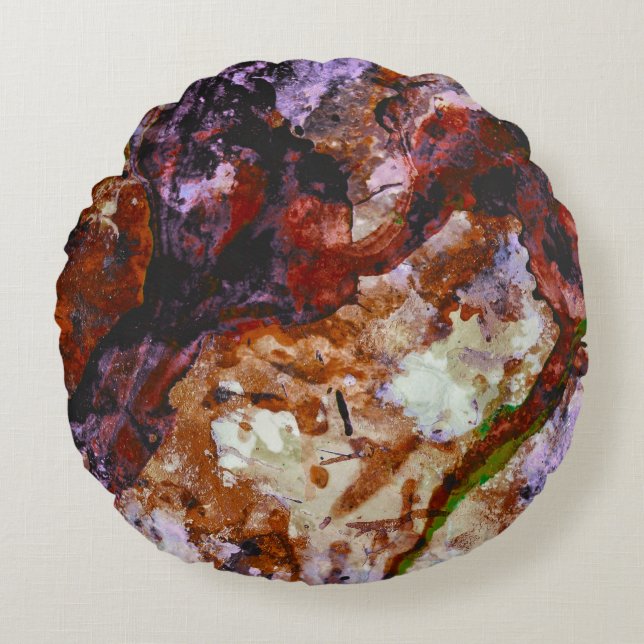 Almofada Redonda Fire Quartz Crystal Geode Abstrato (Frente)