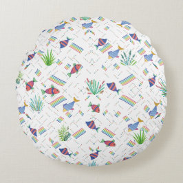 Almofada Redonda Fishes and Plants in Pond