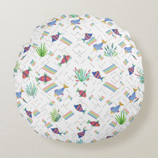 Almofada Redonda Fishes and Plants in Pond