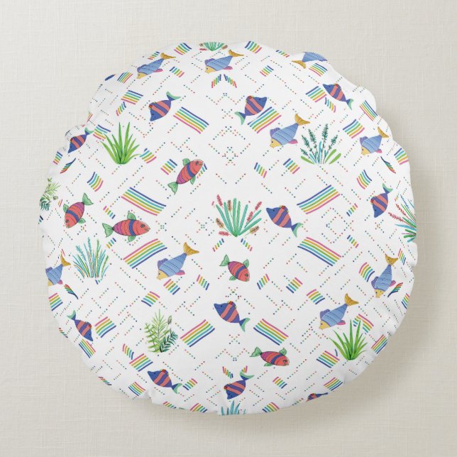 Almofada Redonda Fishes and Plants in Pond (Frente)