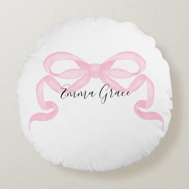 Almofada Redonda Fita Rosa Personalizada (Frente)