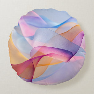Almofada Redonda Fitas Coloridas Fluindo Abstratas