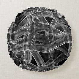 Almofada Redonda Fitas curvas pretas, linhas realçadas no alivio