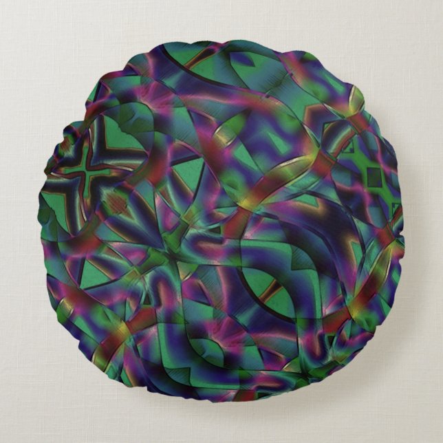 Almofada Redonda Fitas intertecidas de cor escurecida (Frente)