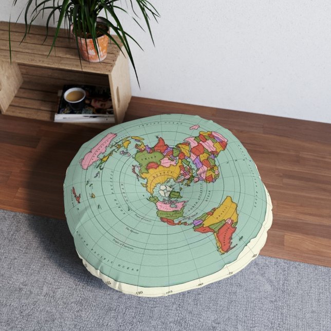 Almofada Redonda Flache Erde Karte Kissen - Einzigartiges Dekorativ (Criador carregado)