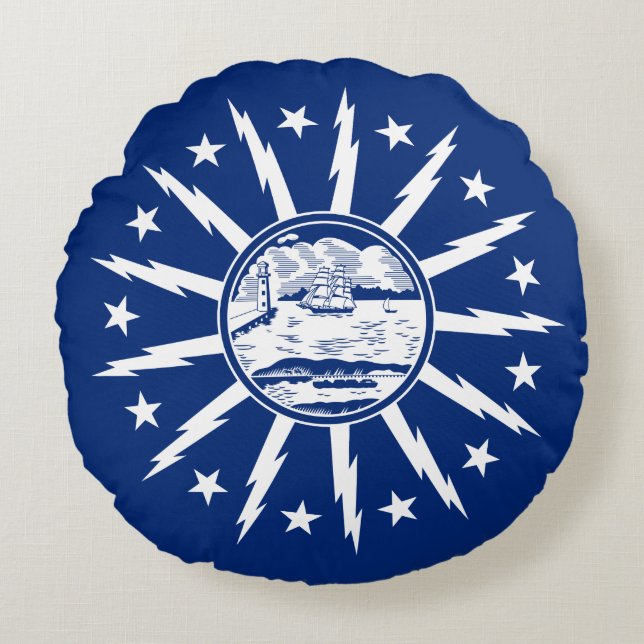 Almofada Redonda Flag of Buffalo, New York Round Pillow (Frente)