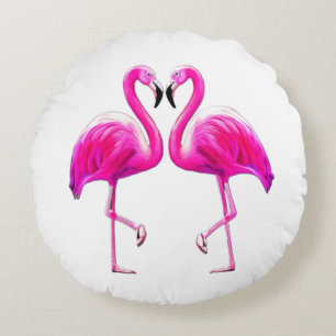 Almofada Redonda Flamingos Rosa Apaixonados