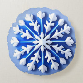 Almofada Redonda Floco de neve azul detalhado