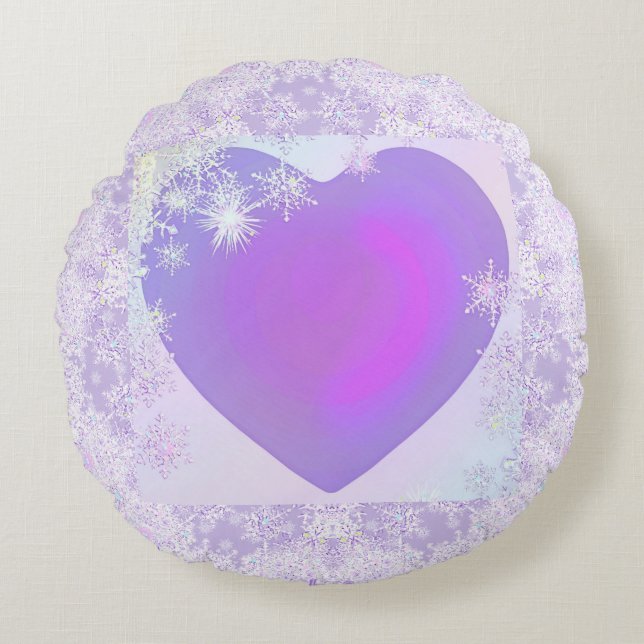 Almofada Redonda Floco de neve roxo (Frente)