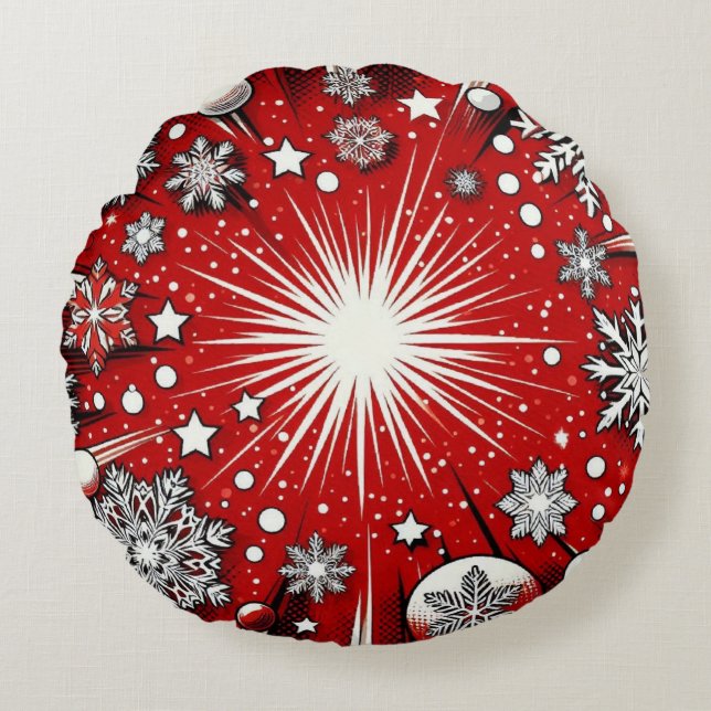 Almofada Redonda Flocos de neve (Frente)