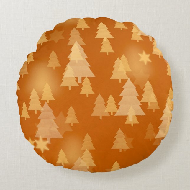 Almofada Redonda Flocos de neve abstrato. Ilustração 2d. Natal ti (Frente)