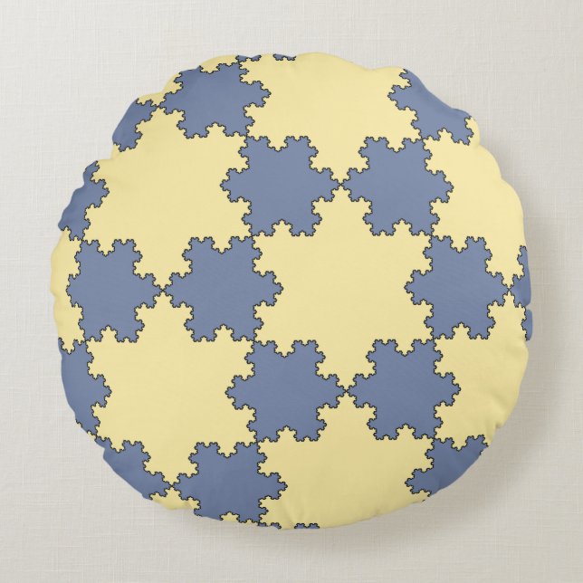 Almofada Redonda Flocos de neve Koch Tesselados (Padrão Fratural) (Frente)