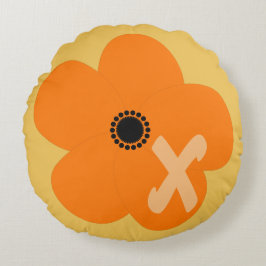 Almofada Redonda Flor Amarelo Laranja Brilhante