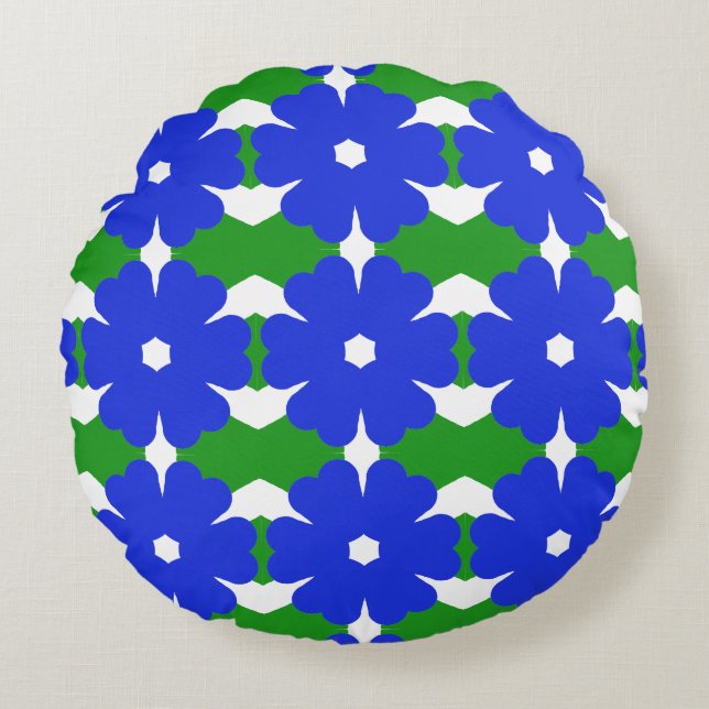 Almofada Redonda Flor azul simples (Frente)