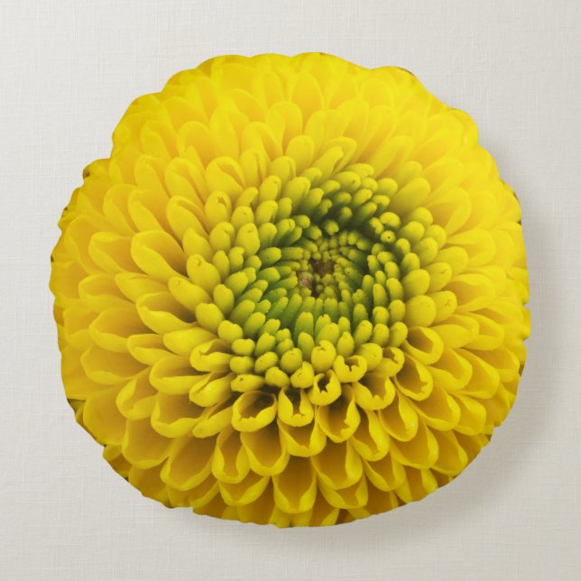 Almofada Redonda Flor Chrysanthemum Amarelo (Frente)