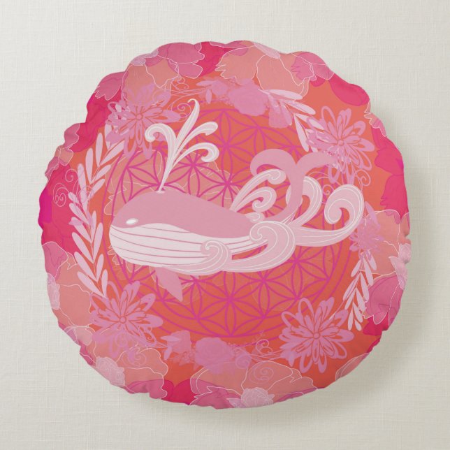 Almofada Redonda Flor de baleia (Frente)