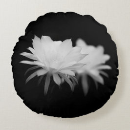 Almofada Redonda Flor de cacto preto e branco