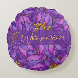 Almofada Redonda Flor de Lotus Pintado À Mão