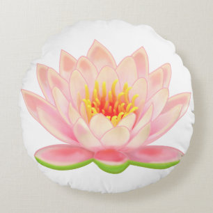 Almofada Redonda Flor de Nenúfar Rosa Redonda sobre Travesseiro Bra