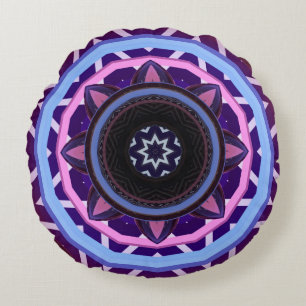 Almofada Redonda Flor de ornamento de padrão de arte de Mandala