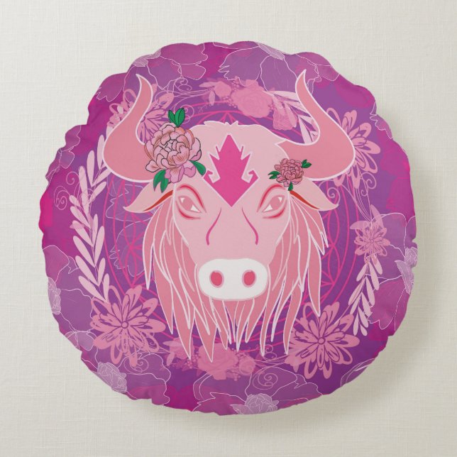 Almofada Redonda Flor de ouro da vida (Frente)