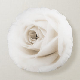 Almofada Redonda Flor de rosa branca