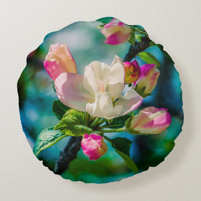 Almofada Redonda Flor e botões de maçarico (Verso)