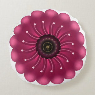 Almofada Redonda Flor Fantasia Rosa Glowing Floral Neon Abstrato