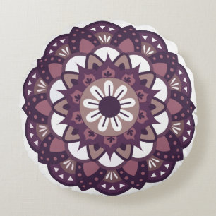 Almofada Redonda Flor Magenta Decorativo Mandala