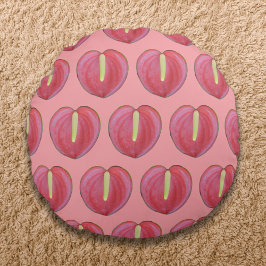 Almofada Redonda Flor Red Anthurium Sem Olho