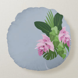 Almofada Redonda Flor rosa Tropical Medinilla Rosa em Nome de Vaso