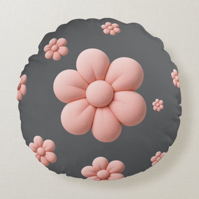 Almofada Redonda Flor Suave Um Toco Suave da Natureza (Frente)