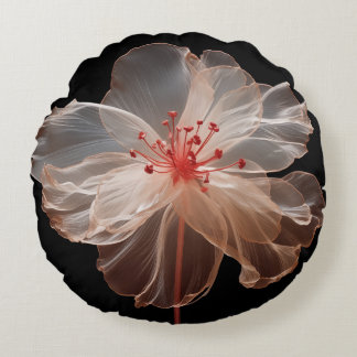 Almofada Redonda Flor translúcida elegante a preto