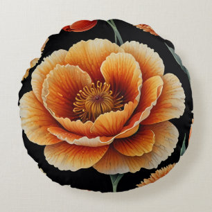 Almofada Redonda Flor Vibrante: Arte Floral Negosa e Elegante